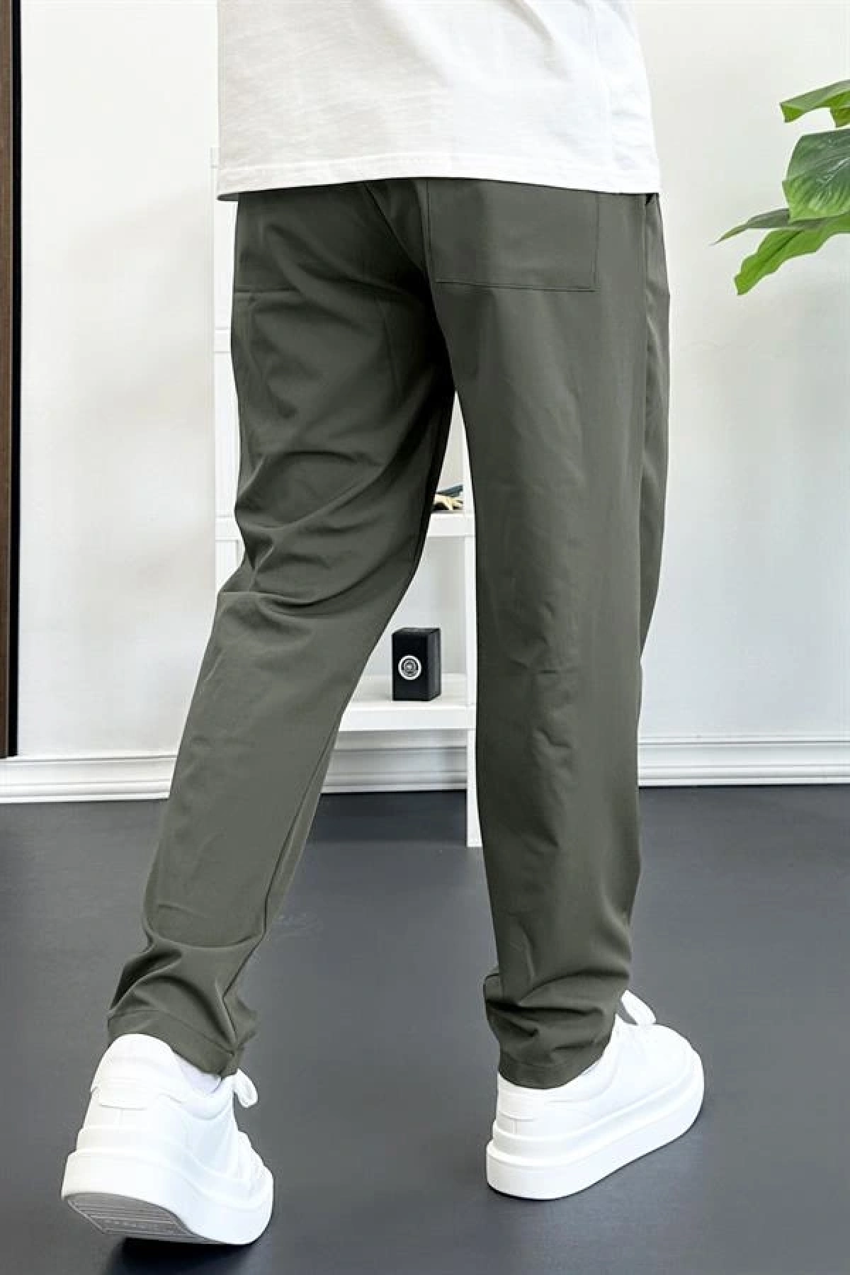 Erkek Beli Lastikli Jogger Pantolon Yeşil Edw354