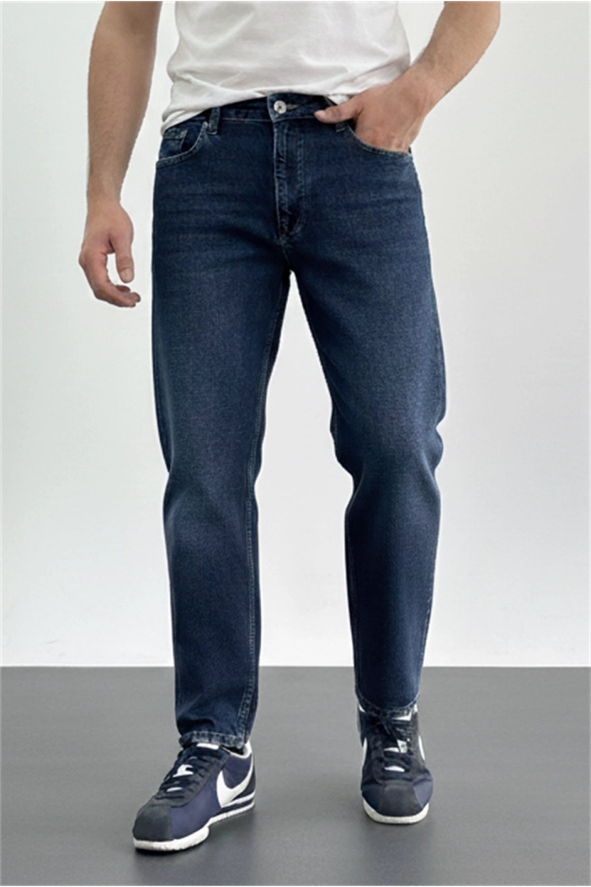 Erkek Boyfriend Geniş Kesim Kot Pantolon Lacivert Edw425