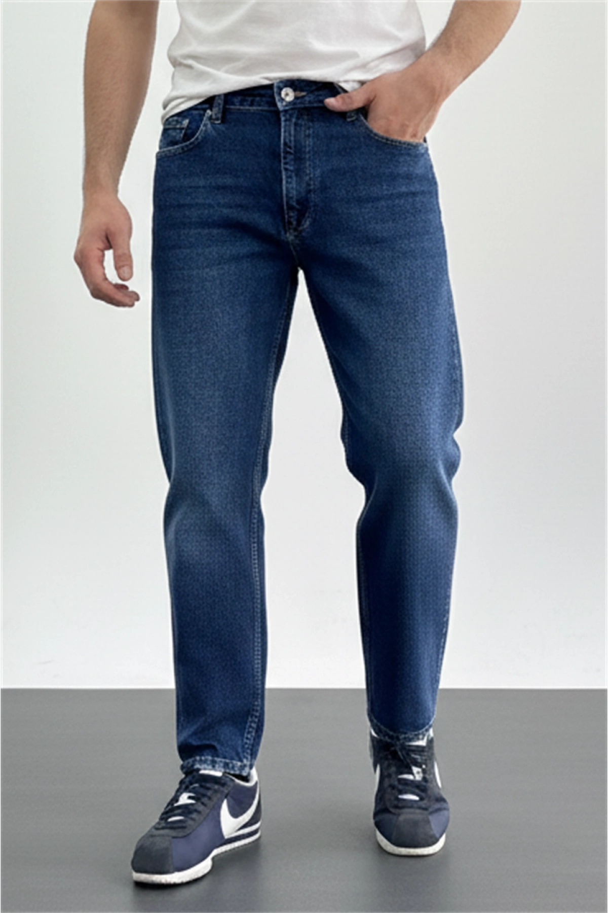Erkek Boyfriend Geniş Kesim Kot Pantolon Mavi Edw425