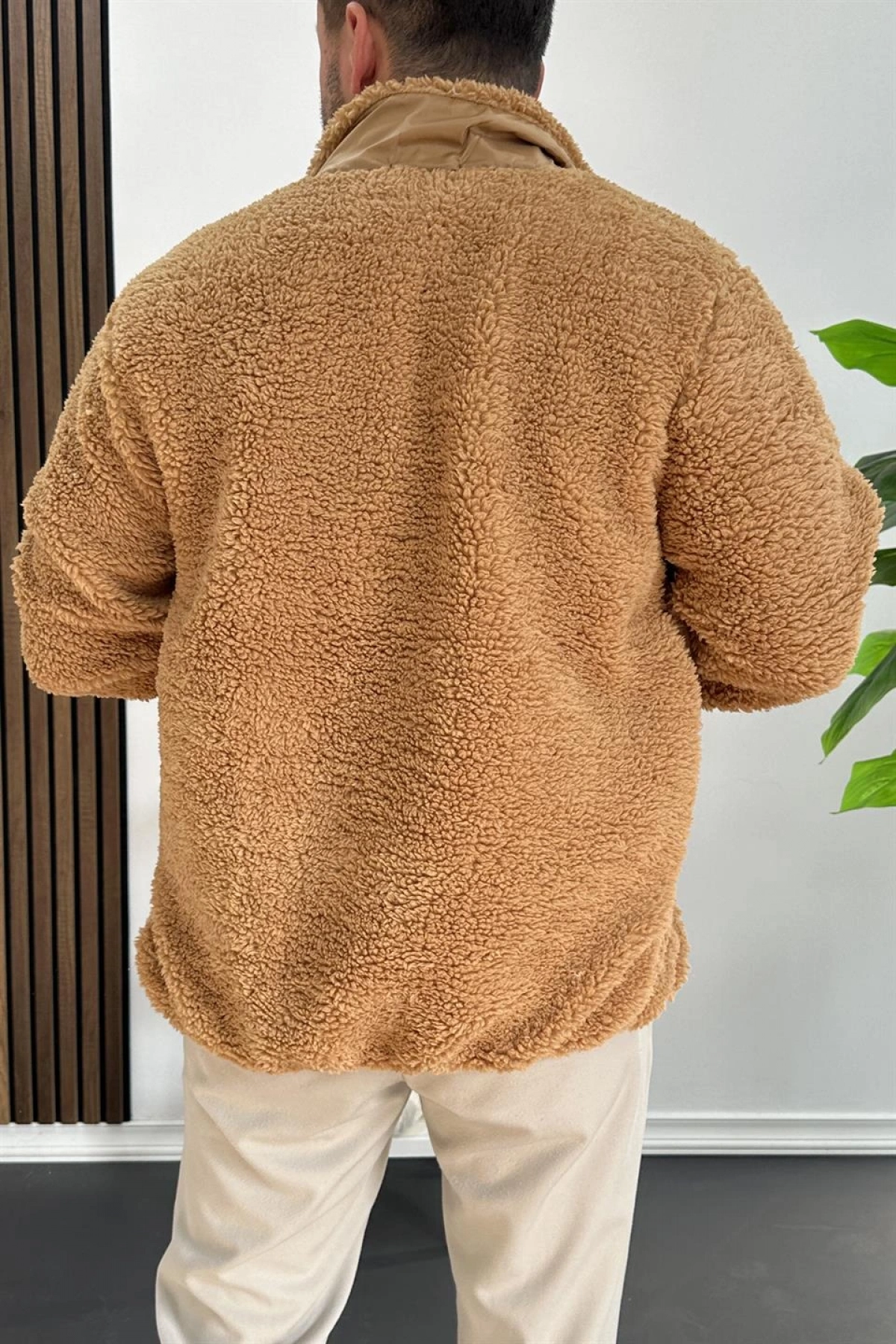 Erkek Cep Detaylı Peluş Hırka Kahverengi Edw432
