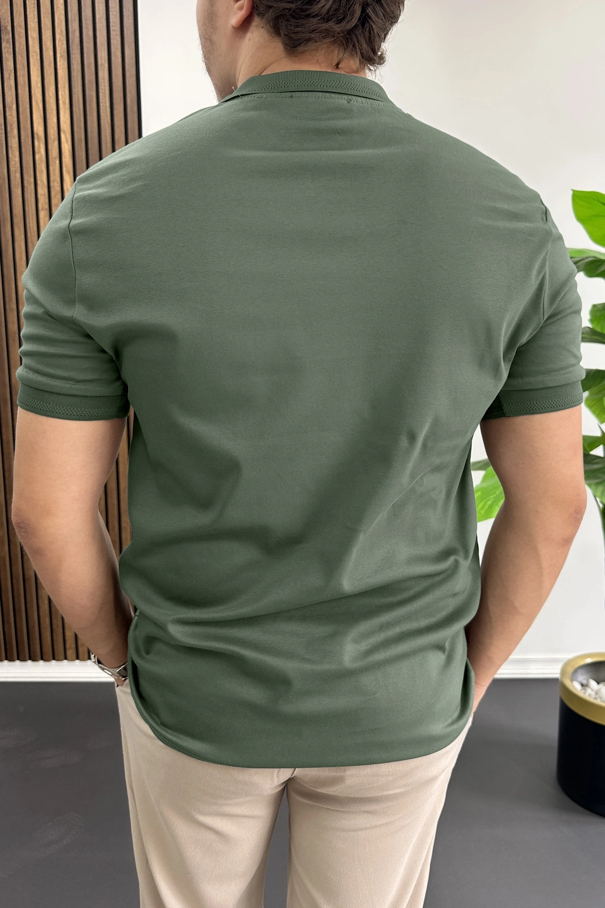 Erkek Pamuklu Soft Polo Yaka Tişört Yeşil Edw500