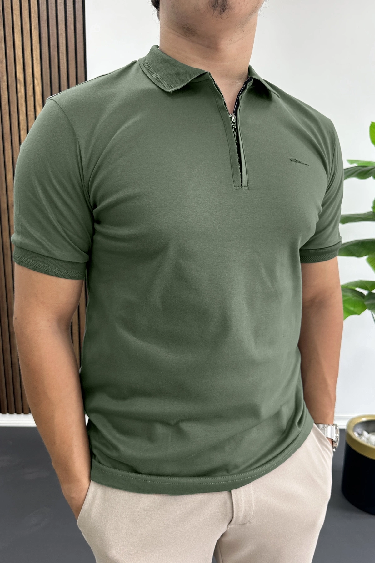 Erkek Pamuklu Soft Polo Yaka Tişört Yeşil Edw500