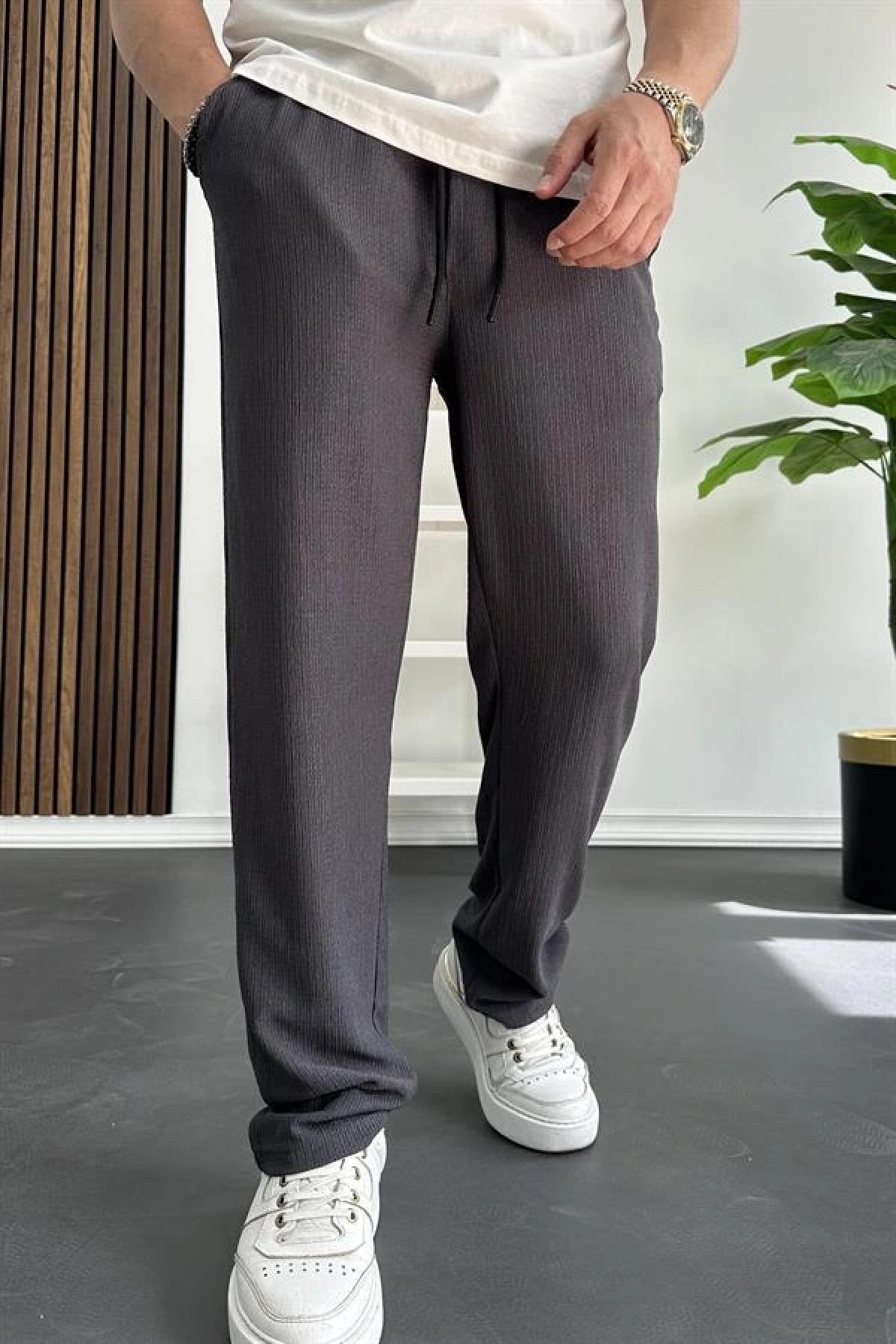 Erkek Rahat Kalıp Yazlık Pantolon Füme Edw269