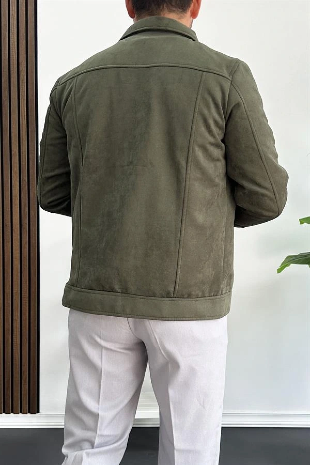 Erkek Slim Fit Cepli Nubuk Ceket Yeşil Edw081