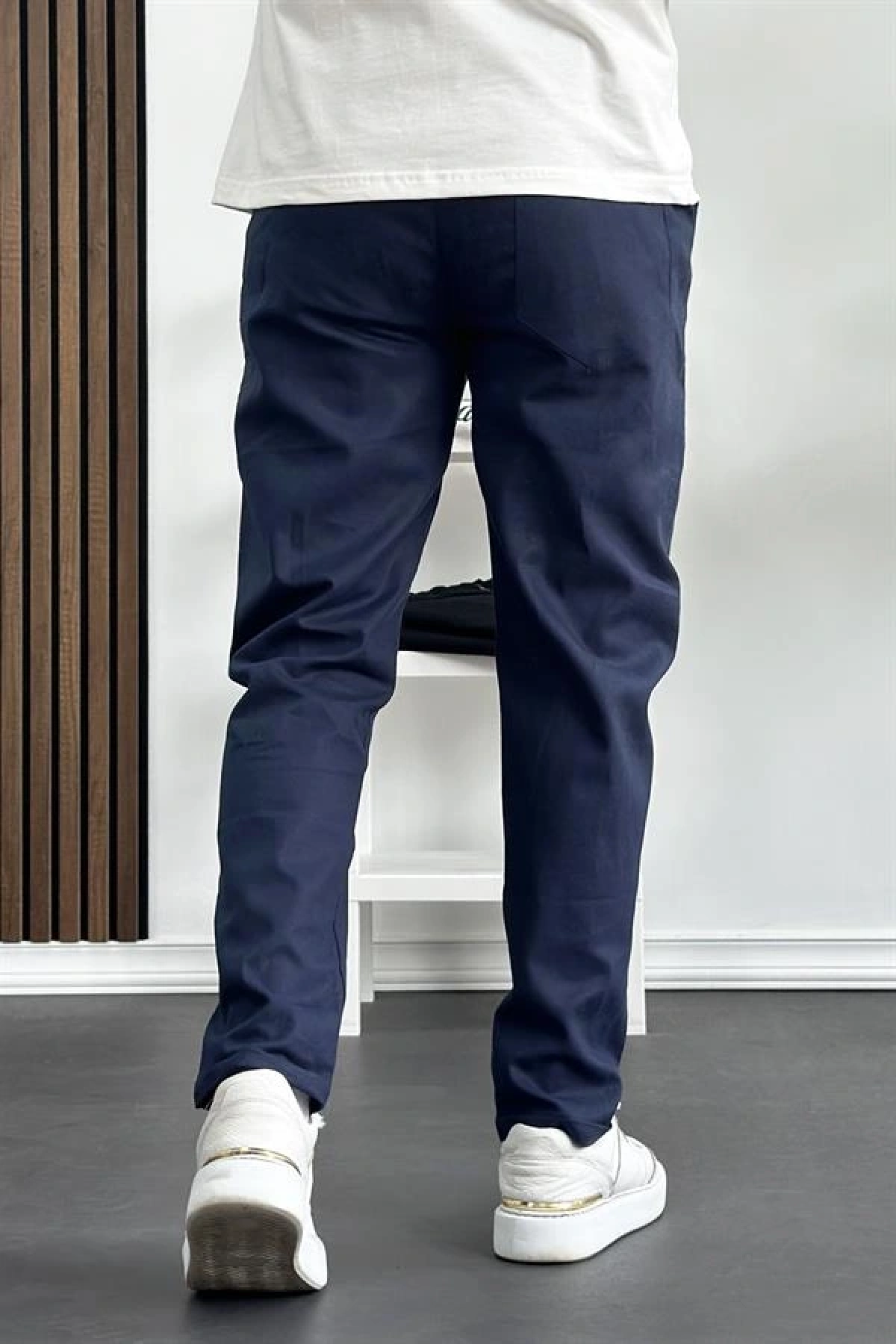 Erkek Slim Fit İnce Keten Pantolon Lacivert Edw114
