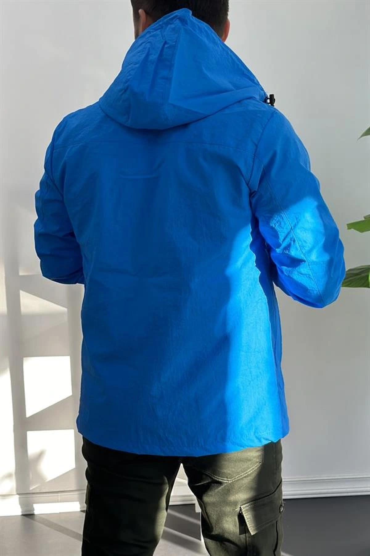 Erkek Slim Fit Kanguru Model İnce Mevsimlik Mavi Edw077