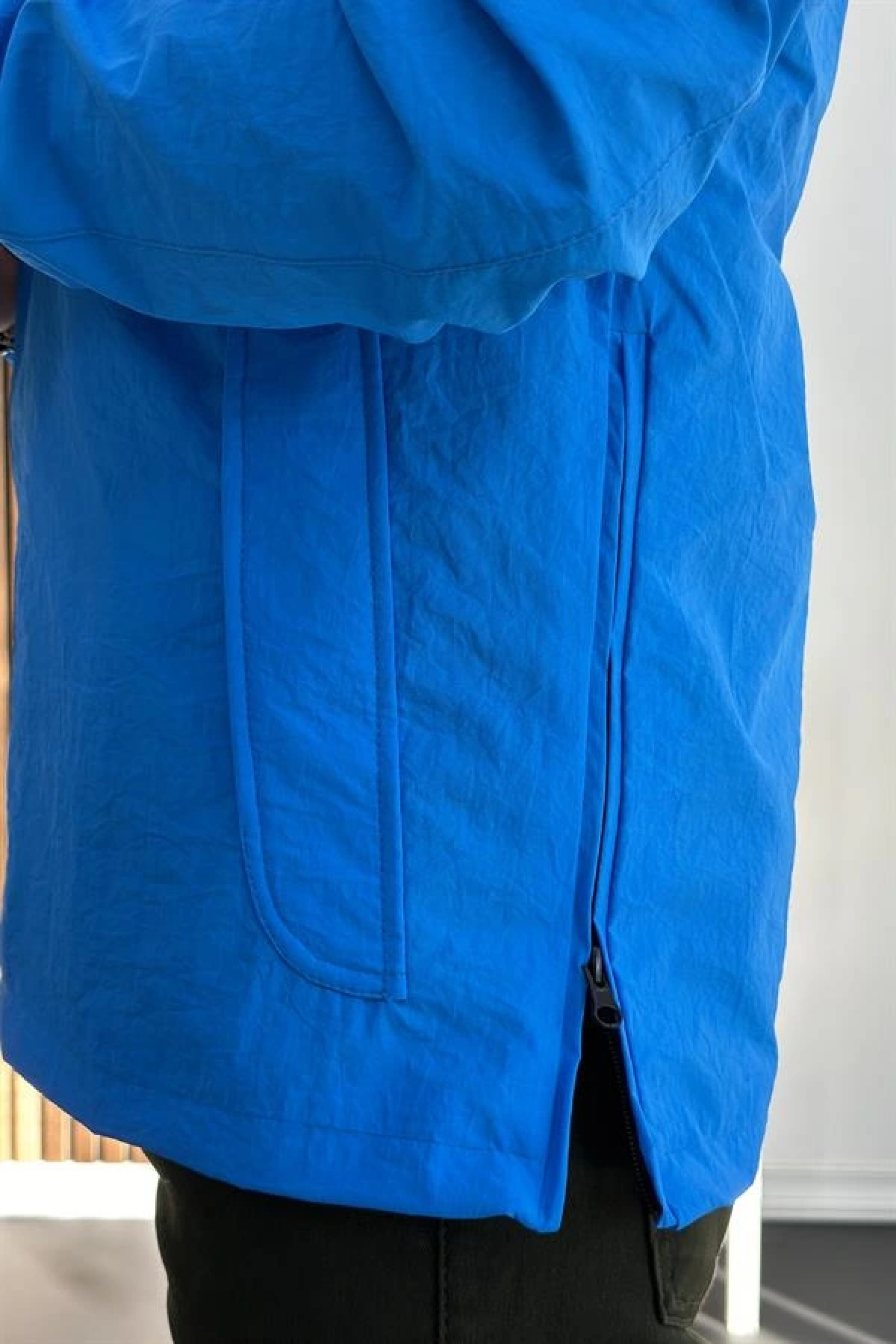 Erkek Slim Fit Kanguru Model İnce Mevsimlik Mavi Edw077