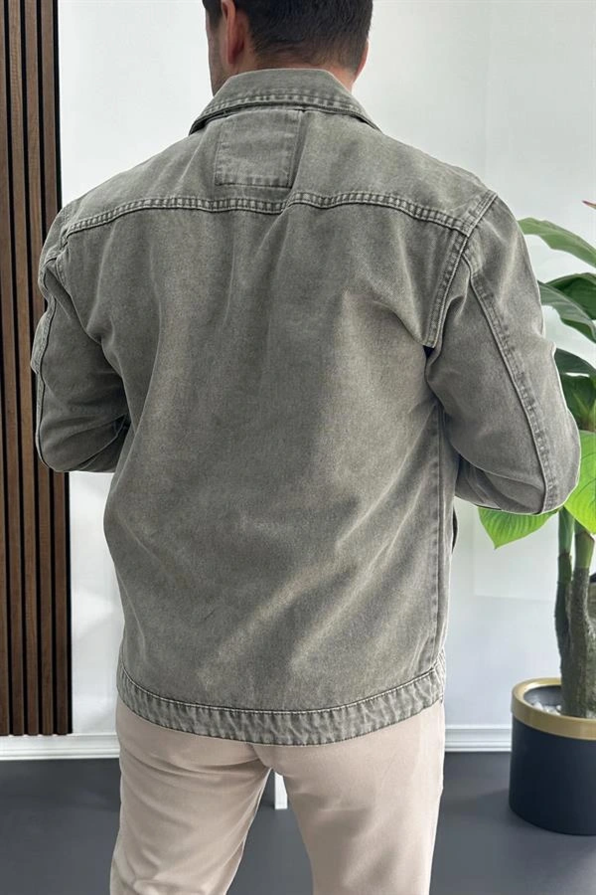 Erkek Slim Fit Kot Ceket Yeşil Edw414