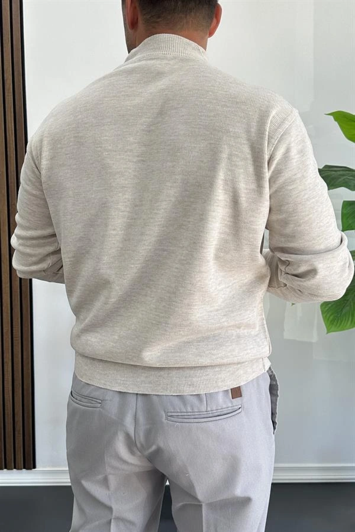 Erkek Yarım Balıkçı Normal Kalıp Kazak Krem Edw409