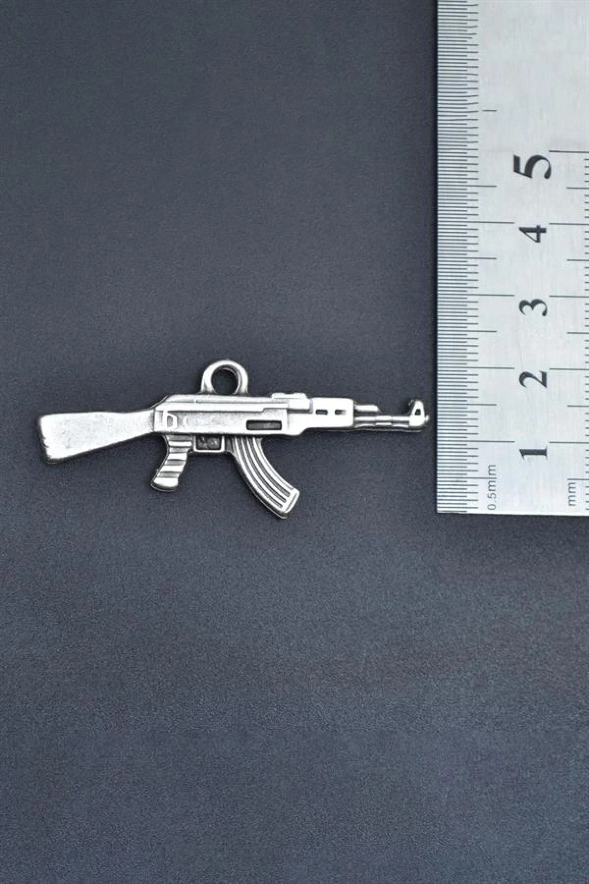 Keleş Ak-47 Kalaşnikof Gümüş Kaplama Kolye