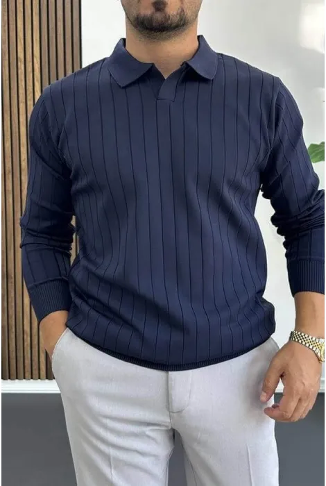 Erkek Açık Yaka Normal Kalıp Kazak Lacivert Edw412