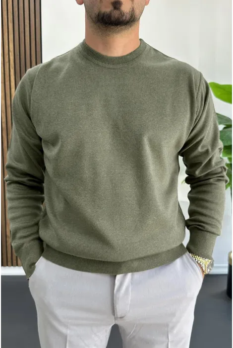 Erkek Bisiklet Yaka Normal Kalıp Kazak Yeşil Edw410