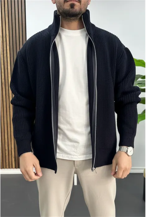 Erkek Oversize Örgü Hırka Lacivert Edw433