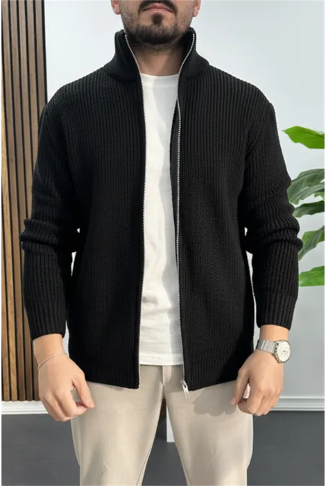 Erkek Oversize Örgü Hırka Siyah Edw433