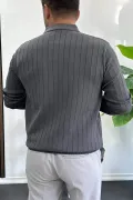 Erkek Açık Yaka Normal Kalıp Kazak Antrasit Edw412
