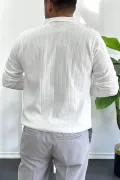 Erkek Açık Yaka Normal Kalıp Kazak Beyaz Edw412