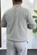 Erkek Açık Yaka Normal Kalıp Kazak Gri Edw412