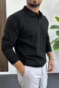 Erkek Açık Yaka Normal Kalıp Kazak Siyah Edw412