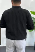 Erkek Açık Yaka Normal Kalıp Kazak Siyah Edw412