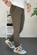 Erkek Beli Düğmeli Dar Paça Jogger Pantolon Yeşil Edw224