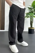 Erkek Beli Lastikli Baggy Kalıp Pantolon Siyah Edw356