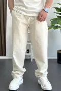 Erkek Beli Lastikli Baggy Rahat Pantolon Krem Edw359