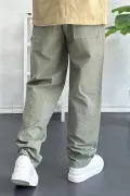 Erkek Beli Lastikli Baggy Rahat Pantolon Yeşil Edw359