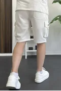 Erkek Beli Lastikli Cepli Şort Beyaz Edw388