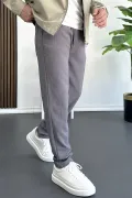 Erkek Beli Lastikli Gofre Kumaş Jogger Pantolon Füme Edw358