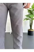 Erkek Beli Lastikli Gofre Kumaş Jogger Pantolon Füme Edw358