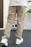 Erkek Beli Lastikli Jogger Pantolon Krem Edw394