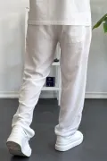 Erkek Beli Lastikli Modal Kumaş Rahat Kesim Pantolon Beyaz Edw396