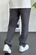 Erkek Beli Lastikli Modal Kumaş Rahat Kesim Pantolon Füme Edw396