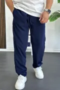 Erkek Beli Lastikli Modal Kumaş Rahat Kesim Pantolon Lacivert Edw396