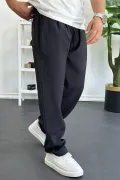 Erkek Beli Lastikli Modal Kumaş Rahat Kesim Pantolon Siyah Edw396
