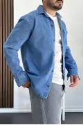 Erkek Büyük Cepli Gömlek Ceket Mavi Edw200