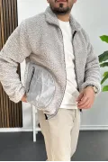 Erkek Cep Detaylı Peluş Hırka Gri Edw432