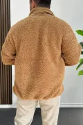 Erkek Cep Detaylı Peluş Hırka Kahverengi Edw432
