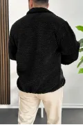 Erkek Cep Detaylı Peluş Hırka Siyah Edw432