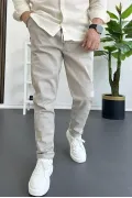Erkek Dar Paça Jogger Pantolon Bej Edw384