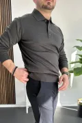 Erkek Düğmeli Polo Yaka Kazak Antrasit Edw231