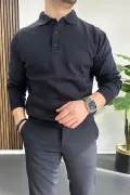 Erkek Düğmeli Polo Yaka Kazak Lacivert Edw231