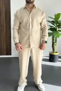 Erkek Gömlek Pantolon Takım Bej Edw268