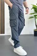 Erkek İnce Baggy Kalıp Kargo Pantolon Füme Edw164