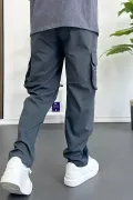 Erkek İnce Baggy Kalıp Kargo Pantolon Füme Edw164