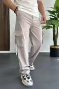 Erkek İnce Baggy Kalıp Kargo Pantolon Gri Edw173