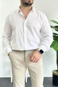 Erkek Krinkıl Kumaş Gömlek Beyaz Edw362