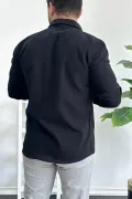 Erkek Krinkıl Kumaş Gömlek Siyah Edw362