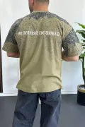 Erkek Oversize Ön ve arka baskılı Desenli Tişört Yeşil Edw369