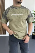 Erkek Oversize Ön ve arka baskılı Desenli Tişört Yeşil Edw369